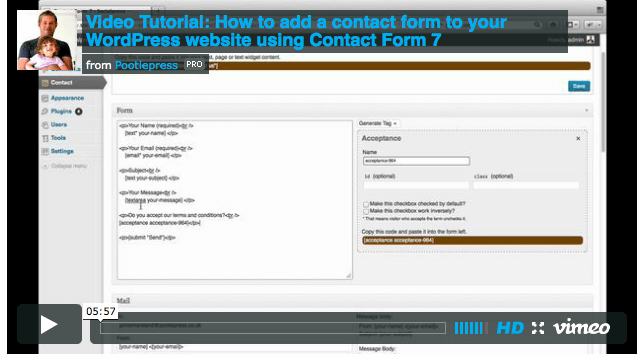 Video tutorial: How to add a contact form to your WordPress website using Contact Form 7