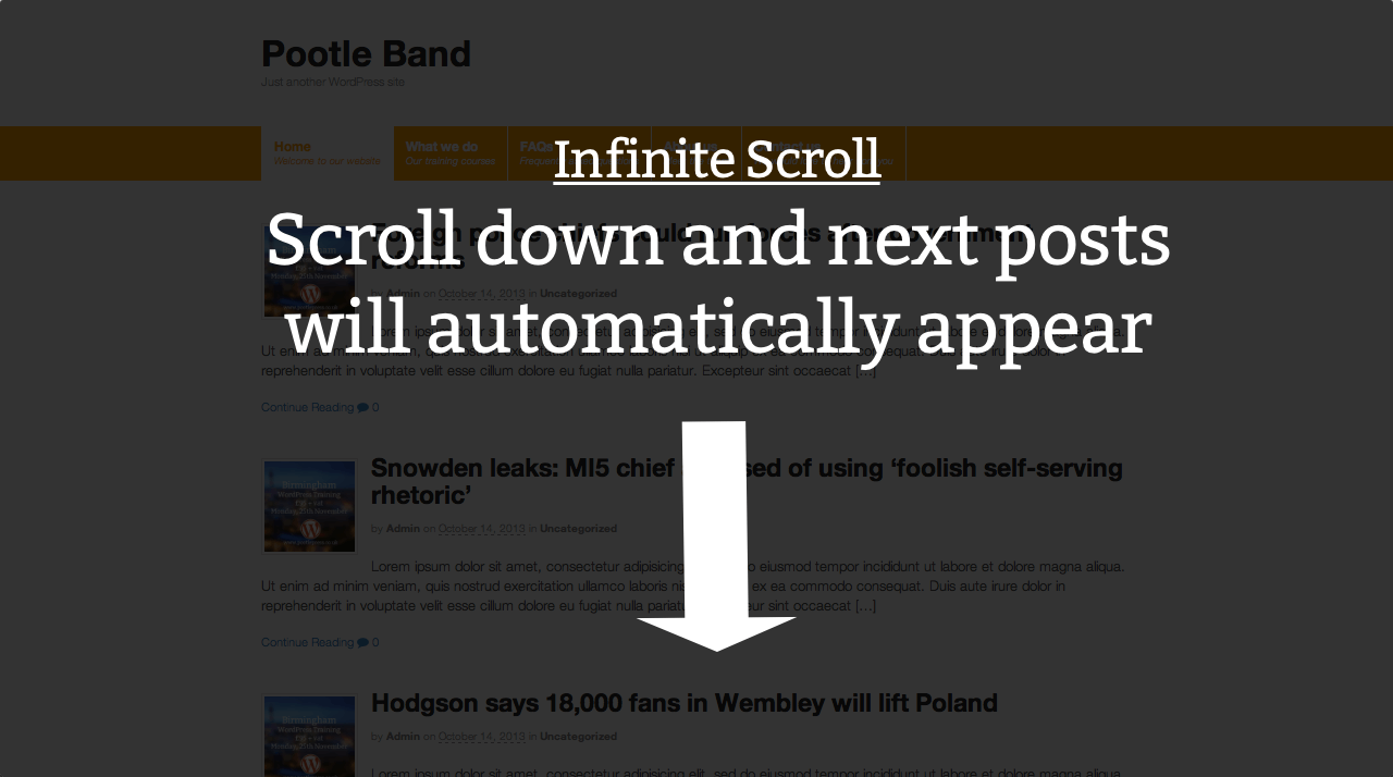 How to add Infinite Scroll to WooThemes Canvas in 2 simple steps