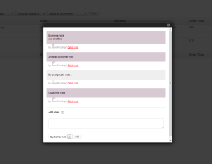 woocommerce order notes window