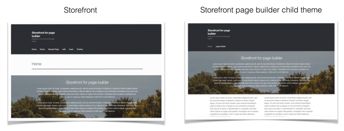 storefront page builder child theme comparison