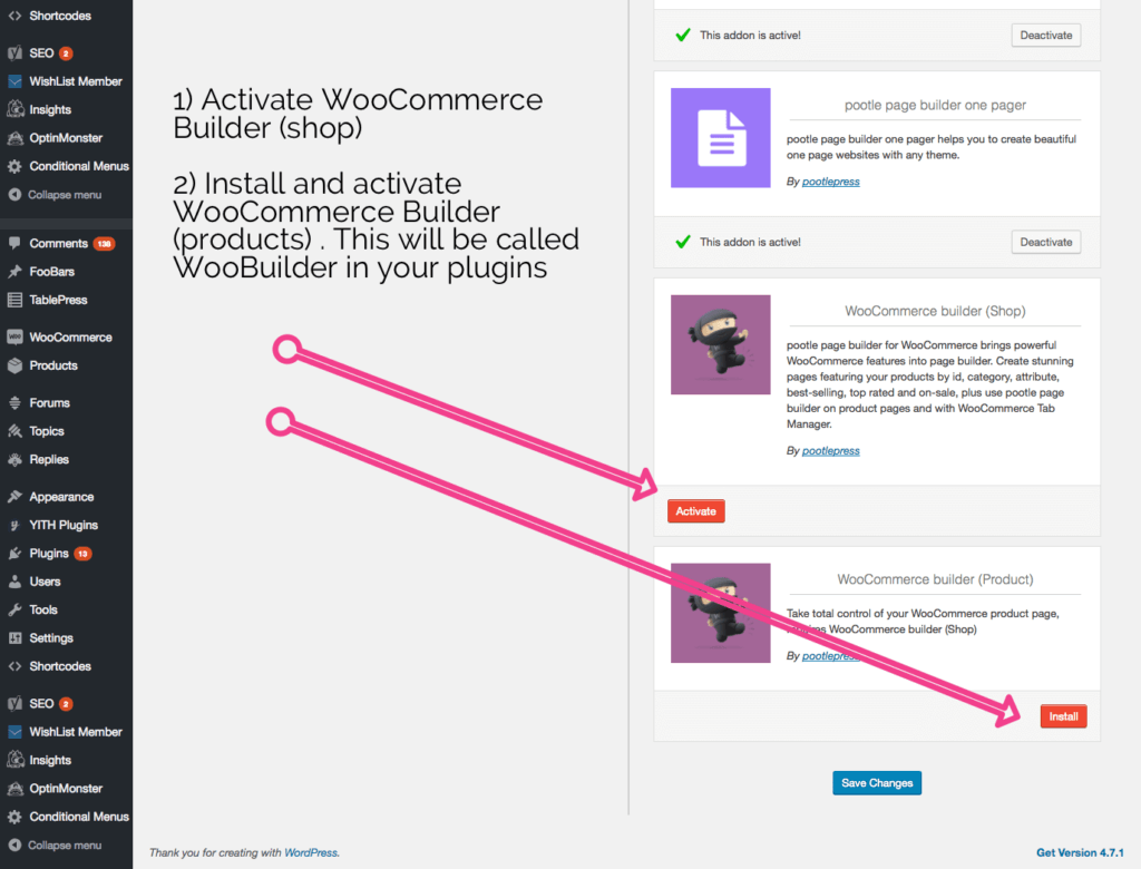 WooCommerce Builder installation