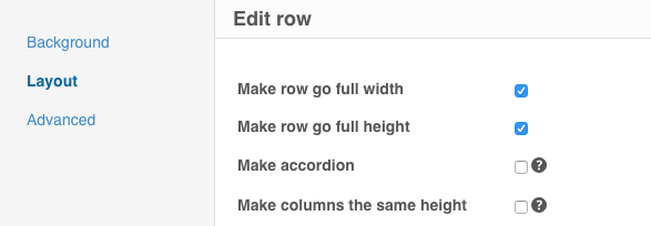 full screen height rows in pootle pagebuilder