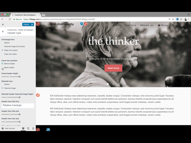 18 tags pro home page hero below header