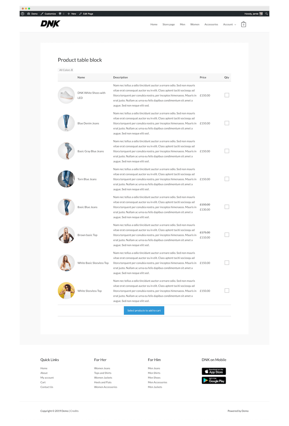 storefront-blocks 6 woocommerce product table block