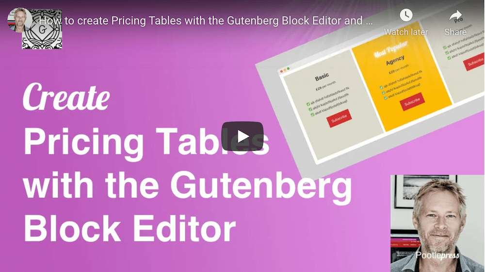How to create Pricing Tables with the Gutenberg Block Editor