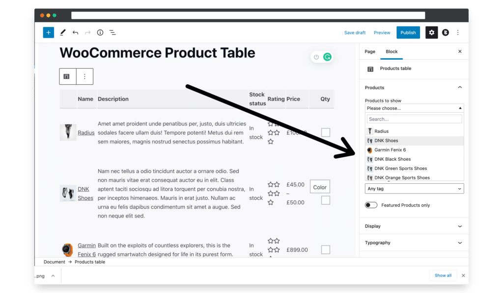 WooCommerce Product Table - how to easily list your products using the Product Table Block and the WordPress Block Editor, Gutenberg 35