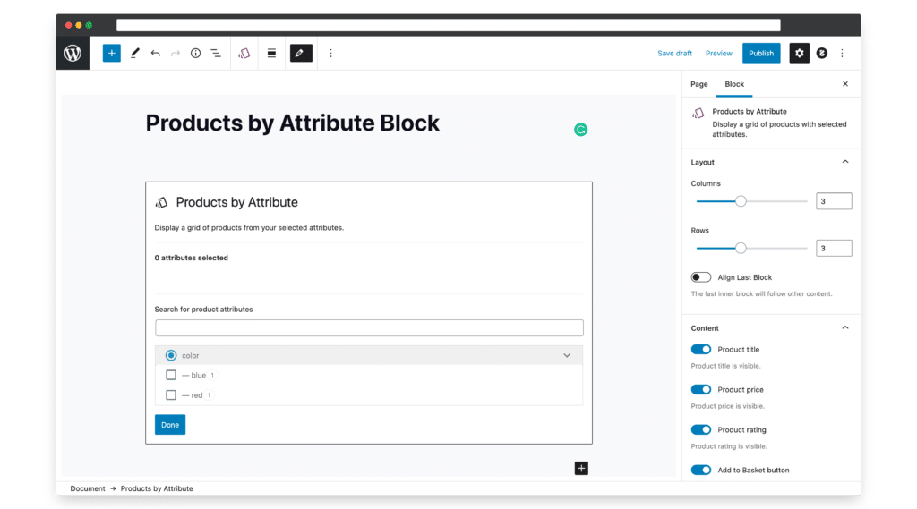 Products by Attributes Block for WooCommerce