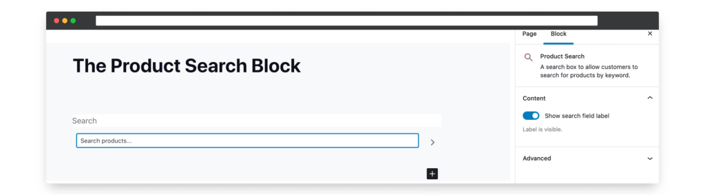 the product search block