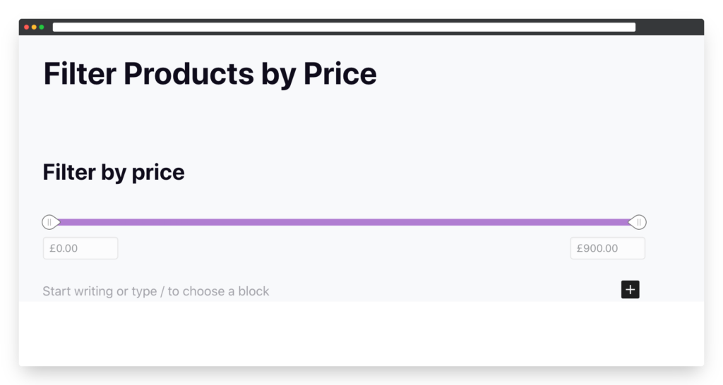 Filter Products by Price Block