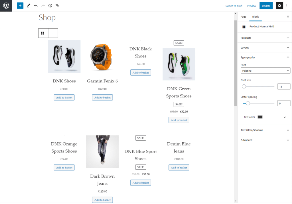 featured products in the Product Grid