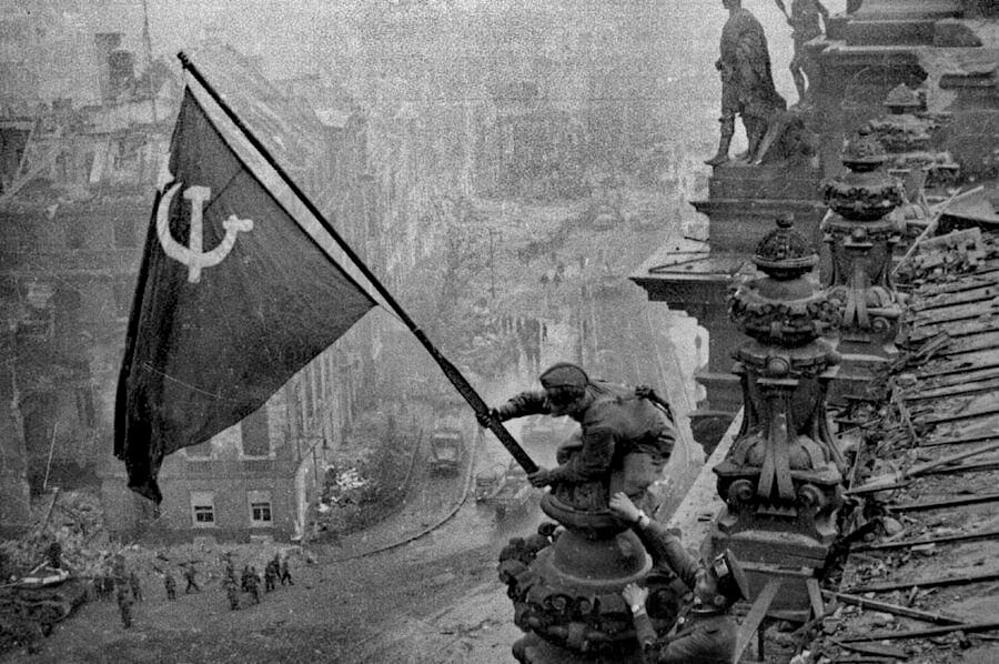 "Soviet Flag over the Reichstag" by Yevgeny Khaldei