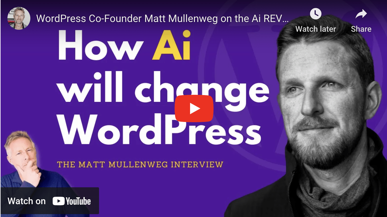 My Interview with WordPress Co-Founder, Matt Mullenweg about WordPress and Ai