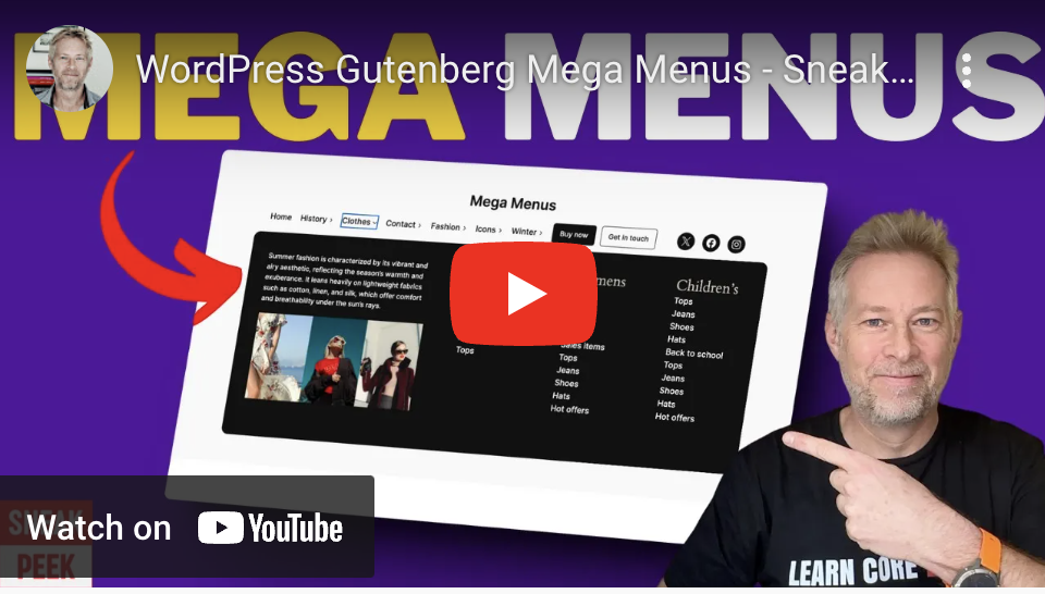 How to Create Mega Menus in WordPress with Gutenberg and a Block Theme
