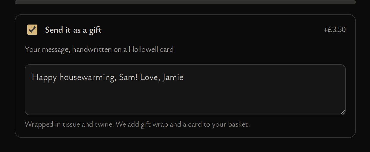 Send it as a gift, with a message box and a handwritten card