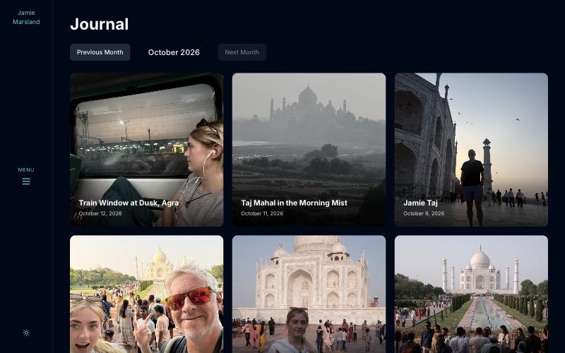 The journal page showing photos for October 2026